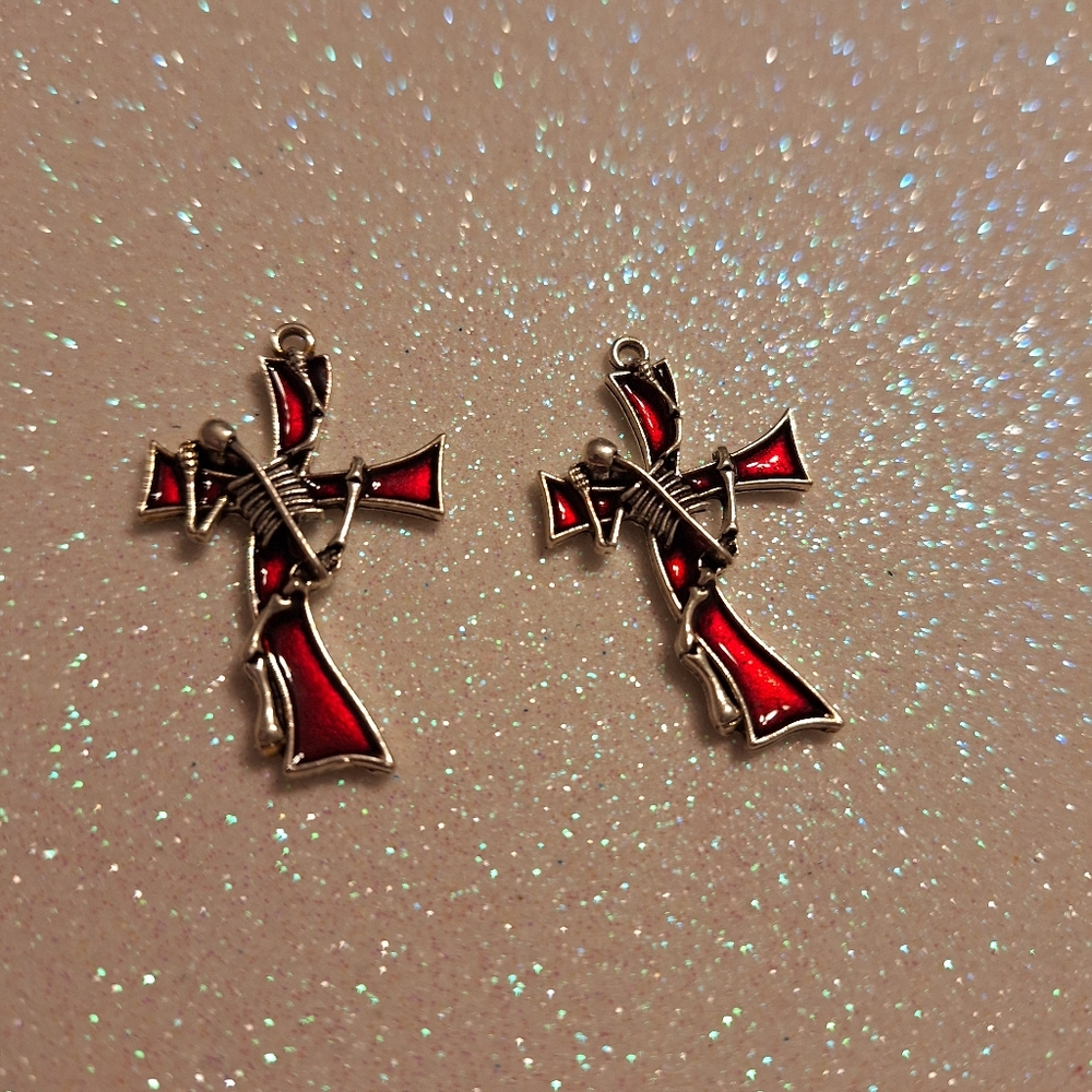 Cross And Skeleton enemal earrings Halloween New